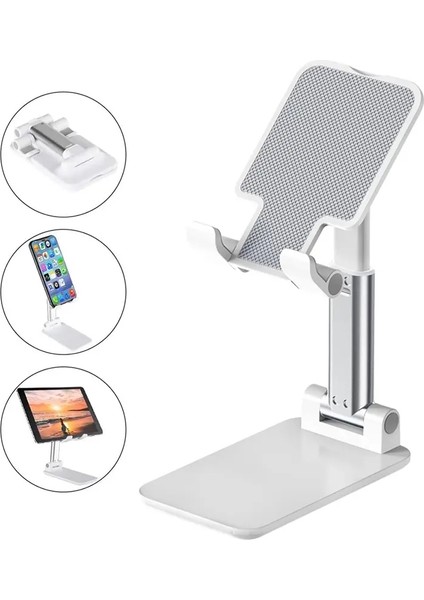 Katlanabilir Cep Telefonu Standı Ayarlanabilir Masaüstü Tablet Tutucu Evrensel Masa Cep Telefonu Standı iPhone Xiaomicolor Için Masaüstü Braketi: Beyaz (Yurt Dışından)