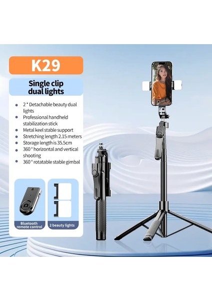 Vbnbv 2.15M 360 ° Döndürme Bir Genişletilebilir Stand Telefon Tripod Selfie Stick Sabit Bt Kablosuz Uzaktan Compatiblecolor: Seçenek 1 (Yurt Dışından)