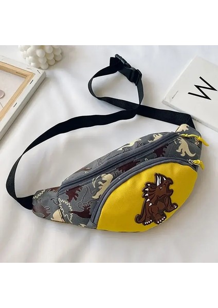 Çocuk Bel Çantaları Karikatür Dinozor Baskı Açık Seyahat Yüksek Kapasiteli Crossbody Fermuar Çanta Kız Boy Hediye Çocuklar Göğüs Pouch Pack Renk: Ranny Pack Sarı (Yurt Dışından)