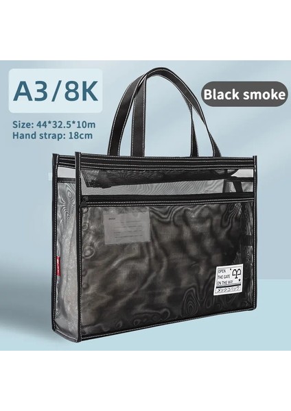 Büyük Kapasiteli Taşınabilir Izgara Taşınabilir Şeffaf Dosya Çanta Ofis Malzemeleri Geniş Açılış Kırtasiye Depolama Çantası Eğitimi Bagcolor: Siyah Duman (Yurt Dışından)