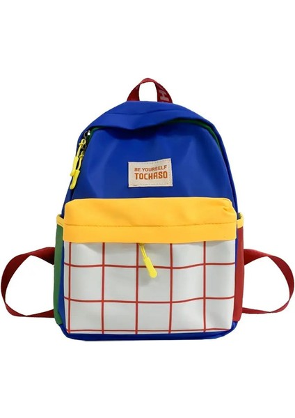 Sevimli Kitap Çantası Kontrast Renk Ekose Sırt Çantası Kore Tarzı Naylon Çocuk Okul Çantası Büyük Kapasite Sevimli Omuz Çantası Çocuk (Yurt Dışından)