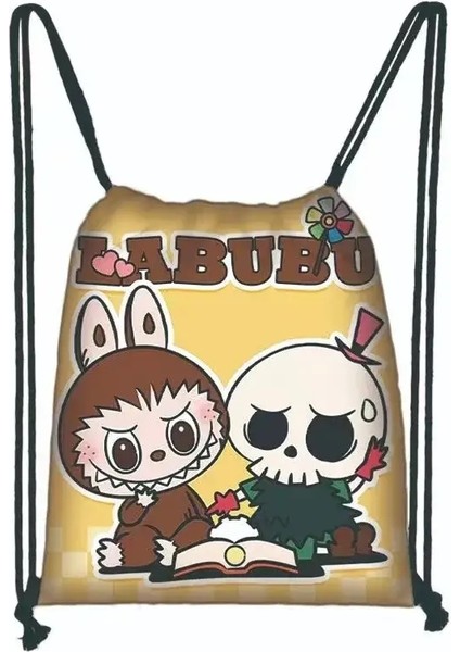 Yaratıcı Tavşan Karikatür Baskı Cep Büyük Kapasiteli Taşınabilir Depolama Çantası Polyester Öğrenci Drawstring Okul Çantası Renk: 8 (Yurt Dışından)