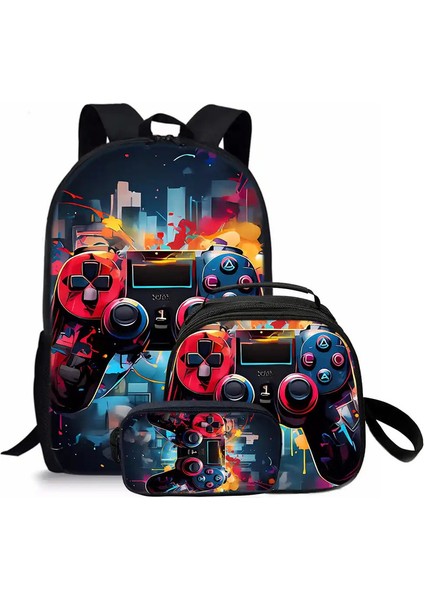 Serin Game Controllerthree Parça Erkek ve Kızlar Için Sırt Çantaları En Iyi Hediyeler 3D Karikatür Okulu Childrencolor Için Sırt Çantası: 1 (Yurt Dışından)