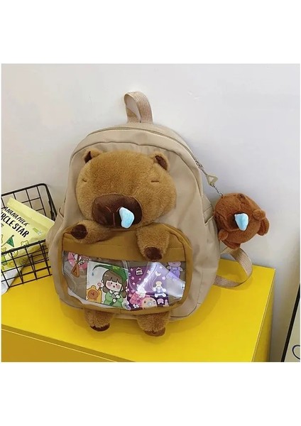 Sevimli Büyük Kapasiteli Çocukların Capya Peluş Sırt Çantası Kızlar Rahat Seyahat Omuz Çantası Maceralar Için Çok Yönlü Arkadaş Renk: Haki Tam Set + Kolye (Yurt Dışından)