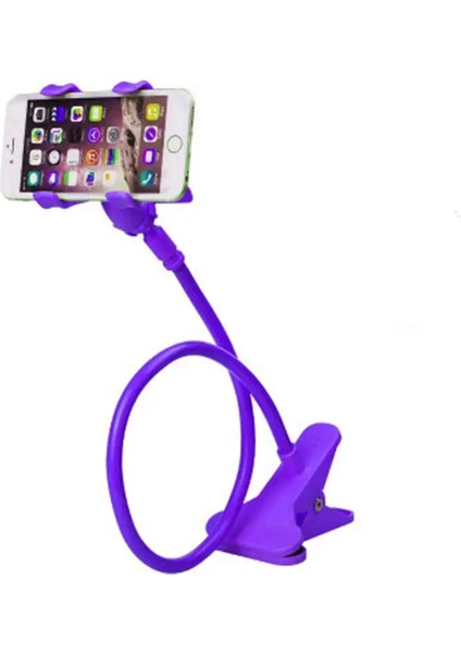 Taşınabilir 360 ° Ayarlanabilir Telefon Tutucu Stand Esnek Kelepçe Yatağı Masaüstü Masa Montaj Braketi iPhone Samsung Xiaomi 70CM Renk: Mor (Yurt Dışından)