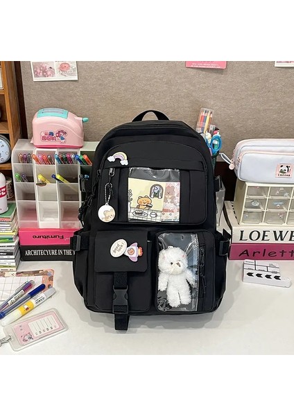 Şeffaf Ön Cepli Şık Hafif Sırt Çantası - Okul, Seyahat ve Açık Hava Etkinlikleri Için Büyük Kapasite (Yurt Dışından)