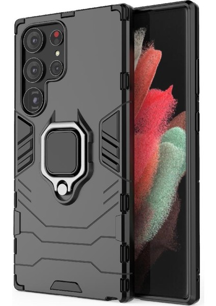 Samsung Galaxy S23 Ultra 5g Için Kılıf 360 ° Dönen Halka Askeri Damla Kapak (Yurt Dışından)
