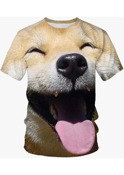 Summer Tops Street Tees Komik Köpek Yüz 3D Baskı T-Shirt Serin Hayvan Grafik Ekibi Boyun Kısa Kollu Gündelik Moda Erkek Tişört Renk: ETA6F24241B9/BOYUT (Yurt Dışından)