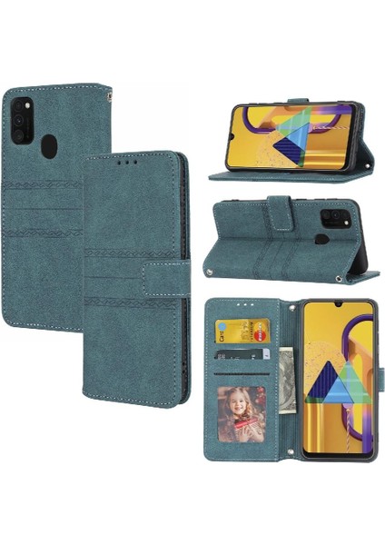 Samsung Galaxy M21 Için Flip CASE/M30S Kickstand Cüzdan Kılıf Manyetik Pu (Yurt Dışından)