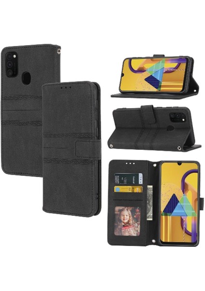 Samsung Galaxy M21 Için Flip CASE/M30S Kickstand Cüzdan Kılıf Manyetik Pu (Yurt Dışından)