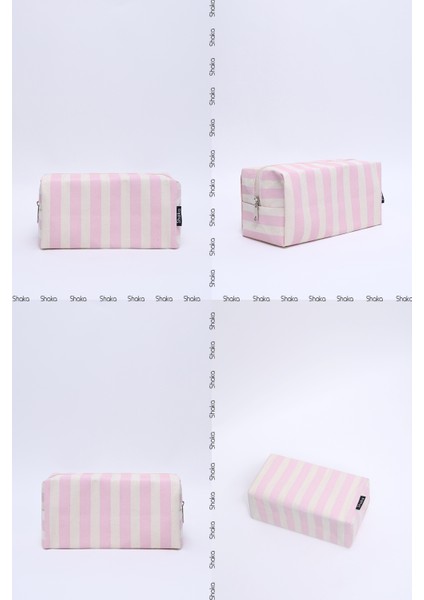 Pembe SHK221 Kanvas Kumaş, Tek Bölmeli, Fermuarlı, Çok Amaçlı Seyahat ve Makyaj Çantası