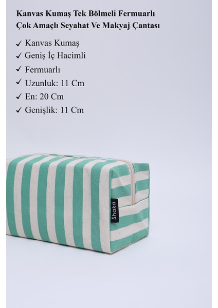 Yeşil SHK221 Kanvas Kumaş, Tek Bölmeli, Fermuarlı, Çok Amaçlı Seyahat ve Makyaj Çantası modelleri