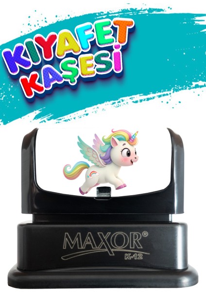 Kıyafet Kaşesi Unicorn Temalı Öğrenci Kaşesi / Kreş / Anaokulu / Ilkokul Öğrenci Kumaş Elbise Kaşesi