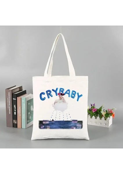 Crybaby Baskı Kadın Omuz Çantaları Grafik Harajuku Eko Alışveriş Tote Çanta Beyaz Gündelik Çanta Büyük Kapasite Kız Tuval El Çantası: QQ1062-14 (Yurt Dışından)