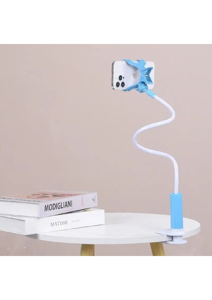 80CM Telefon Tutucu Stand Tembel Braket Başlık Yatağı 360 Iphone Samsung Için Esnek Uzun Kollar Kelepçe Montajı ve 3,5 ~ 6.7 "cihaz Renk: Sky Mavisi (Yurt Dışından)