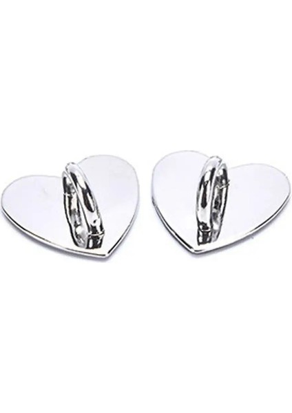 2pcs Yapışkan Metal Kalp Telefon Charm Tutucu Cep Telefon Kasa Parmak Yüzüğü Stand Kanca Toka Charm Talkası Aksesuarycolor: Kalp Gümüş (Yurt Dışından)