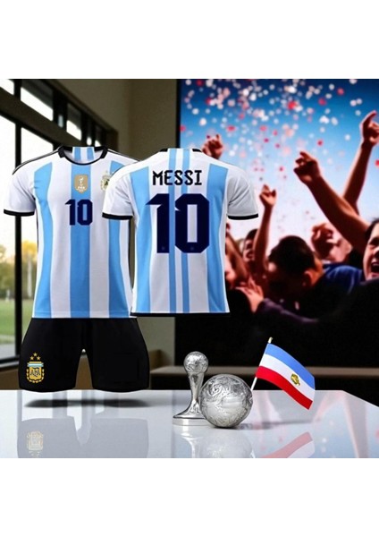 Arjantin Milli Takım Messi Çocuk Siyah Şortlu T-Shirt Halı Saha Forması fiyatları