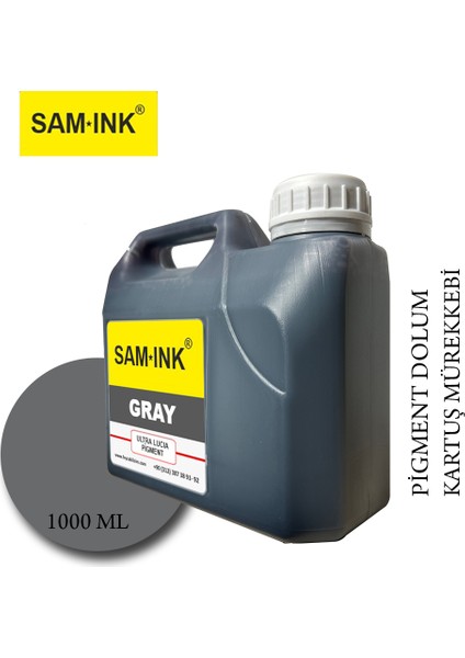 FEYİNK® Samink Canon Lucia Pro Serisi Plotter Pigment Kartuş Dolum Mürekkebi PFI-1300 PFI-1700 Gy (Gray) -1