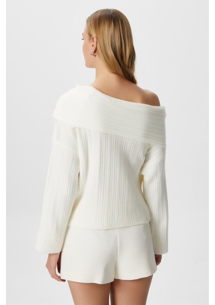 Kadın Perla Krem Yumuşak Dokulu Kazak