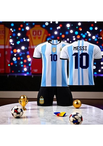 Arjantin Milli Takım Messi Çocuk Siyah Şortlu T-Shirt Halı Saha Forması fiyatları