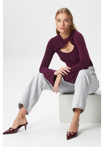 Kadın Roof Mürdüm Sandy Bluz