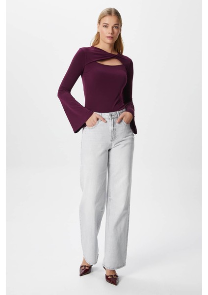 Kadın Roof Mürdüm Sandy Bluz