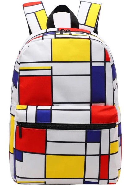 Tinyat 14 Inç Oyun Sırt Çantası, Şok Geçirmez Dizüstü Bilgisayar Bölmesi Okul Çantası, 3D Renk Bloğu Tasarımı Spor Salonu Için Sırt Çantası, Bisiklete Binme: Renkli Kareler (Yurt Dışından)