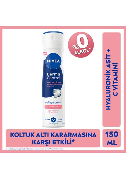 Kadın Sprey Deodorant Derma Control Natural TONE150 ml , Koltuk Altı Kararmasına Karşı, C Vitamini
