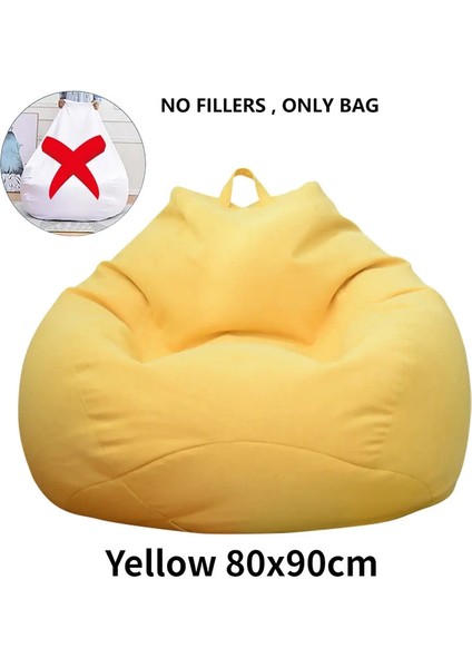 Tembel Kanepe Kapak Konforlu Büyük Fasulye Torbası Kapak Ev Yatak Odası Yetişkinler Için Çocuklar Yumuşak Tatami Sandalyeler Kapaklar Fasulye Renk: Sarı 80X90CM (Yurt Dışından)