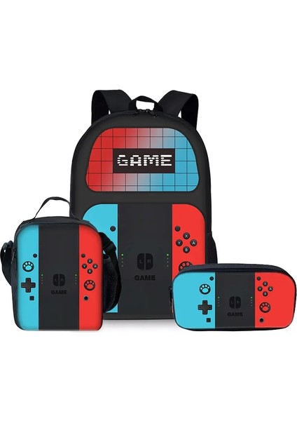 Oyun Konsolu Tasarımı Üç Parça Set Sırt Çantası Erkek ve Kızlar Için En Iyi Hediyeler 3D Karikatür Okulu Childrencolor Için Sırt Çantası: Mavi (Yurt Dışından)