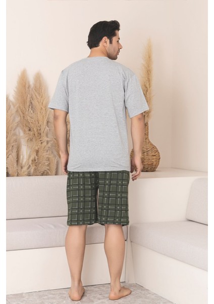 Büyük Beden Pamuklu Cepli Kısa Kollu Şortlu Erkek Pijama Takımı modelleri