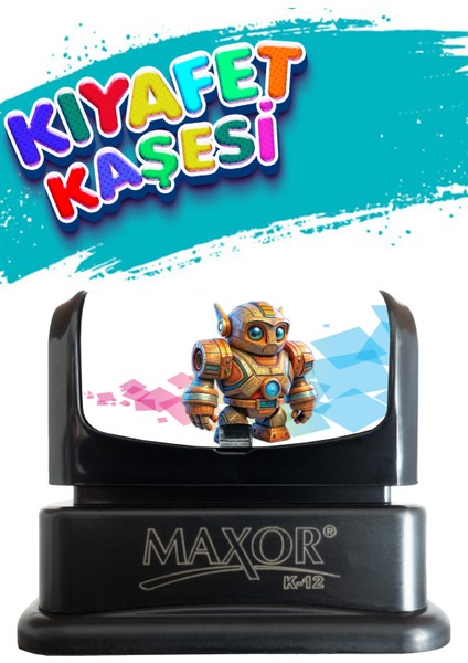 Kıyafet Kaşesi Robot Temalı Öğrenci Kaşesi / Kıyafet Etiketi / Kumaş Kıyafet Kaşesi