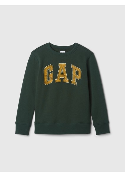 Erkek Çocuk Koyu Yeşil Gap Logo Grafikli Fleece Sweatshirt