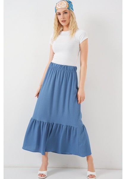 AYDOGANTICARET44 1886 Uzun Örme Etek - Indigo modelleri