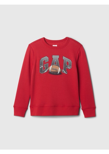 Erkek Çocuk Kırmızı Gap Logo Grafikli Fleece Sweatshirt