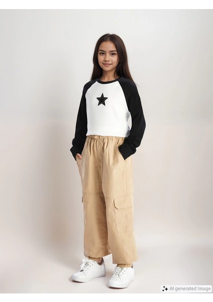 Lcw Kids Bej Beli Lastikli Kız Çocuk Kargo Jogger Pantolon fiyatları