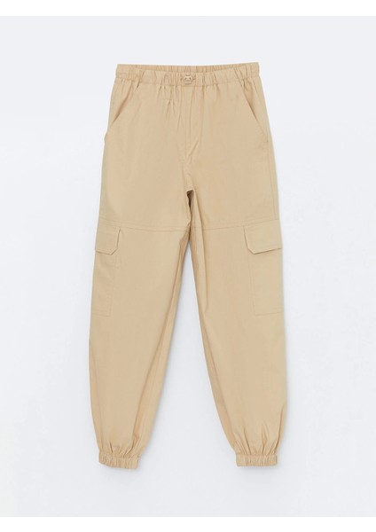 Lcw Kids Bej Beli Lastikli Kız Çocuk Kargo Jogger Pantolon modelleri