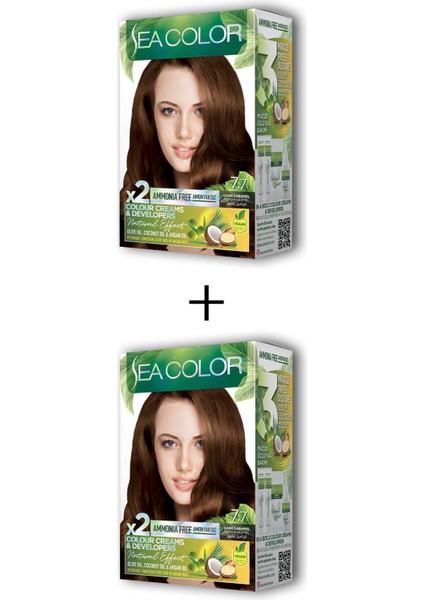 2x2 Tüp Krem Saç Boyası Seti Koyu Karamel No:7.7