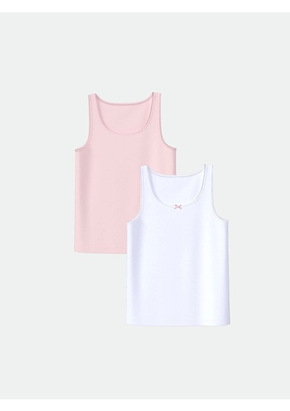 Lcw Kids Beyaz Bisiklet Yaka Kız Çocuk Atlet 2'li