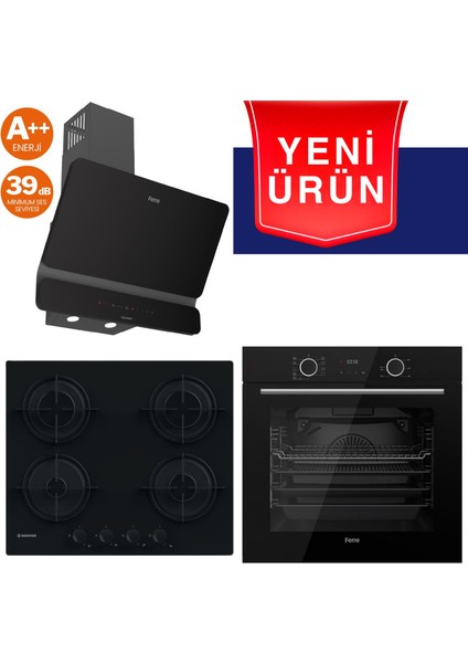 & Hoover Fryart Serisi Dark Harmony Siyah Ankastre Set (D080-SA + HVW6MBB + XE63CS)