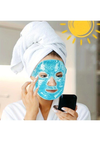 AYDOGANTICARET44 Terapi Jel Yüz Maskesi Soğuk ve Sıcak Boncuklu Ayarlanabilir Maske (Mavi) modelleri