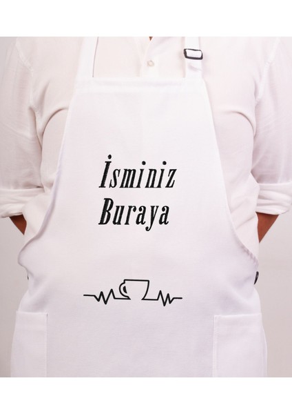 Mutfak Önlüğü Kişiye ve İsme Özel Nakışlı Mutfak Önlüğü Fincan Farklı Renkler