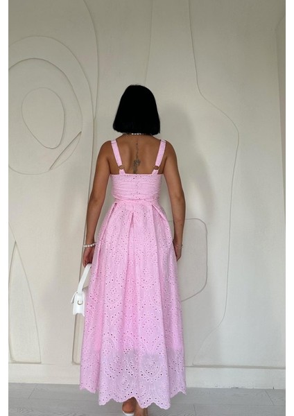 AYDOGANTICARET44 Pembe Askılı Aparatlı Brode Elbise fırsatları