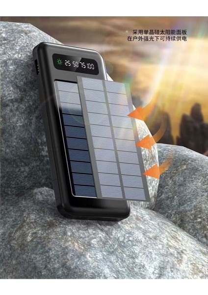 Solar 10.000 Mah Güneş Enerjili LED Işıklı Powerbank Şarj Aleti 2x USB Çıkışlı Mikro Typc Lıghtnıng fırsatları