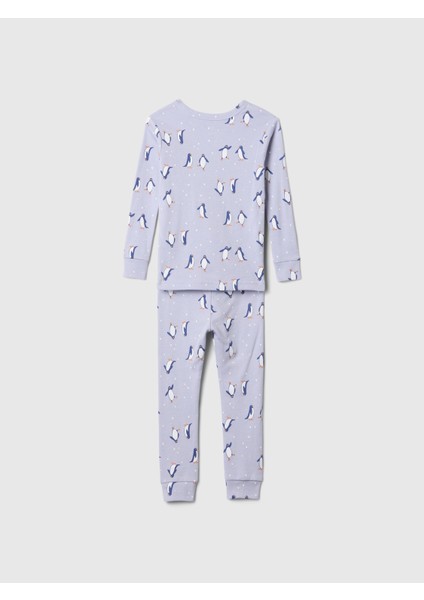 Bebek Açık Mavi %100 Organik Pamuk Penguin Pijama Seti modelleri