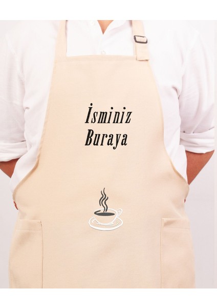 Mutfak Önlüğü Kişiye ve Isme Özel Nakışlı Mutfak Önlüğü Fincan 02 Farklı Renkler
