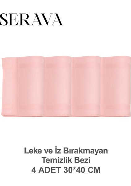 4'lü Mikrofiber Bez – Leke ve Iz Bırakmayan Temizlik Bezi (30X40)