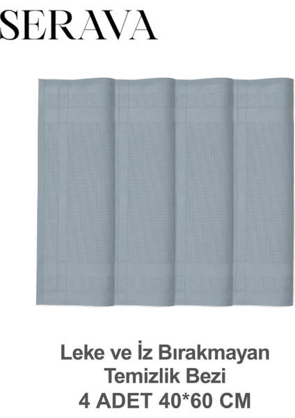 4'lü Mikrofiber Bez – Leke ve Iz Bırakmayan Temizlik Bezi (40X60)