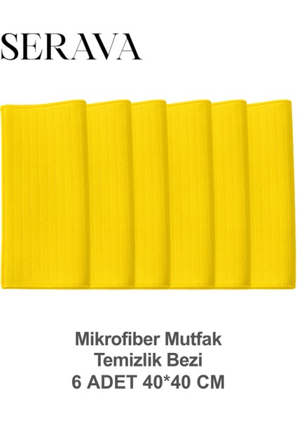 6'lı Mikrofiber Mutfak Temizlik Bezi – Yumuşak, Dayanıklı, Iz Bırakmaz (40X40)