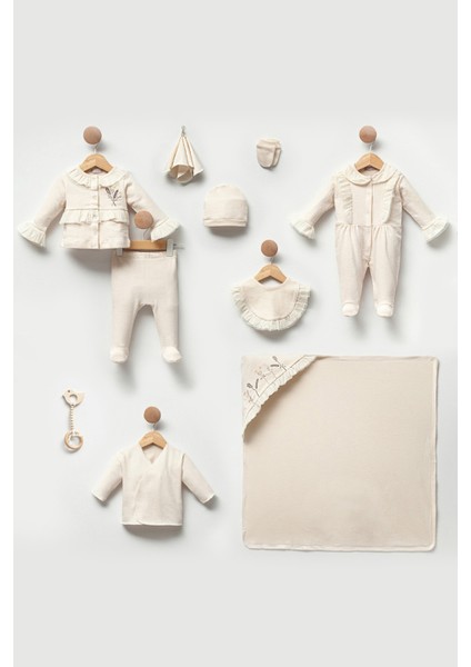 Kız Bebek Hastane Çıkış Seti Fırfırlı Hediyelik Kutulu 10 Parça